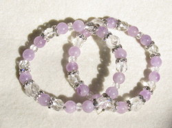 天然石ブレスレット　内径16～16.5ｃｍタイプ　ラベンダーアメジスト　クリスタル　カットクリスタル