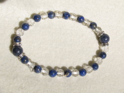 天然石ブレスレット　内径16ｃｍタイプ　サファイヤ　ラピスラブリ　カットクリスタル