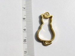 レジン向けメタル　ネコ　16×30mm　ゴールド