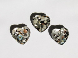 ベネチアン風ガラス　模様付きハート　約20ｍｍ　ブラック