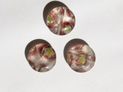 ベネチアン風ガラス　模様付きコイン　約20ｍｍ　パープル
