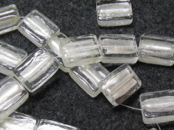 ベネチアン風ガラス　長方形　約20×15ｍｍ　白(クリスタル)