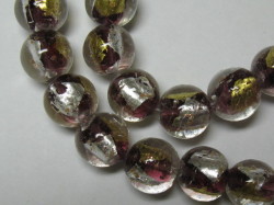 ベネチアン風ガラス　ラウンド形　約１２ｍｍ　紫