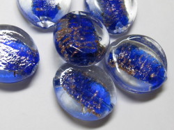 ハンドメイドガラス　オーバル　約28×24ｍｍ　ブルー