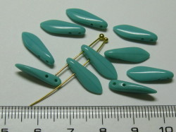 チェコビーズ　ダガー　２ホール　５×１６ミリ　ターコイズ