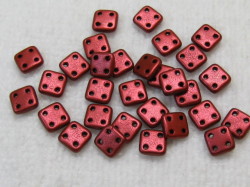 チェコビーズ　フラットスクエア　４ホール　６ミリ　マットメタリックLava