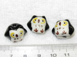 陶器ビーズ　ふくろう　約24×13mm　ブラック