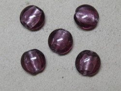 ベネチアン風ガラス　丸平タイプ　約15ｍｍ　紫色