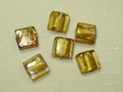 ベネチアン風ガラス　正方形　約10×5ｍｍ　黄色