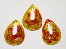 ハンドメイドガラス　シヅク型　約52×38ｍｍ　イエロー＆オレンシ゜