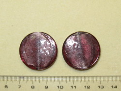 ベネチアン風ガラス　丸平タイプ　約28×6ｍｍ　紫色