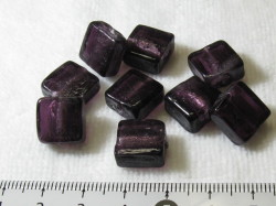ベネチアン風ガラス　正方形　約12×5ｍｍ　アメジスト