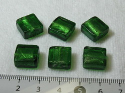 ベネチアン風ガラス　正方形　約12×5ｍｍ　グリーン