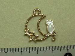 カラーチャーム　月に白ネコ　 約21×23ミリ　(1個入り)