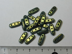 チェコビーズ　ビーム　３ホール　３×１０ミ　ターコイズブロンズピカソ