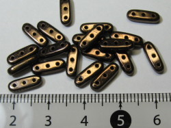 チェコビーズ　ビーム　３ホール　３×１０ミリ　ブロンズ