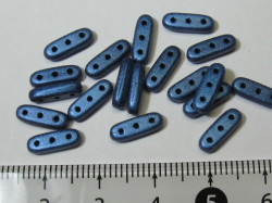 チェコビーズ　ビーム　３ホール　３×１０ミリ　メタリックデニムブルー