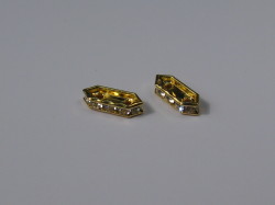 ロンデル　バー　４×１０mm　(２個入り)　ゴールドクリスタル　スワロフスキー使用