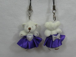 おめかしクマさん(カニカンストラップ付)　パープル