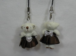 おめかしクマさん(カニカンストラップ付)　ブラウン