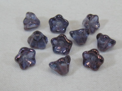 チェコビーズ　ベルフラワー　８×６ミリ　ラスターアメジスト