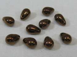 チェコビーズ　ドロップ　９×６ミリ　ブロンズ
