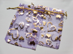 アクセサリーポーチ　１０×１３ｃｍ　ハート　パープル