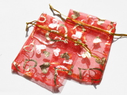 アクセサリーポーチ　７×９ｃｍ　ハート　レッド