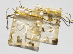 アクセサリーポーチ　７×９ｃｍ　ハート　イエロー