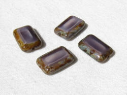 チェコビーズ　レクタングル　１２×８ミリ　ダークオペークアメジストピカソ