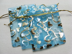アクセサリーポーチ　8.5×１１ｃｍ　ハート　ブルー