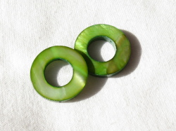 シェルパーツ　20ミリ　丸形・リング　グリーン