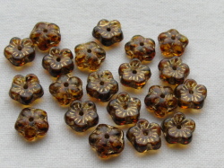 チェコビーズ　デイジーフラワー　８ミリ　ラスタートパーズゴールドインレー