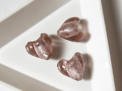 ベネチアン風ガラス　ハート　約12ｍｍ　ライトアメジスト（薄）