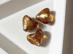 ベネチアン風ガラス　ハート　約12ｍｍ　ライトコロラドトパーズ