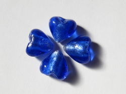 ベネチアン風ガラス　ハート　約12ｍｍ　サファイヤ