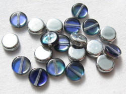 チェコビーズ　コイン　８×３ミリ　コバルトシルバー