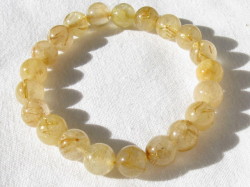 天然石ブレスレット　ラウンドタイプ　２１玉　　8.5ミリ　ルチルクォーツ