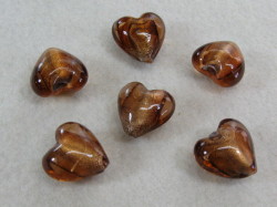 ベネチアン風ガラス　ハート　約15ｍｍ　ライトコロラドトパーズ
