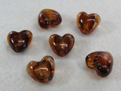 ベネチアン風ガラス　ハート　約15ｍｍ　スモークトパーズ