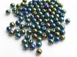 チェコ　プレス　ラウンド　４ミリ　(100ヶ入り)　グリーンアイリス