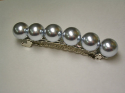 バレッタ　（髪留め部分約83mm・6個玉・銀）