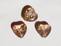 ベネチアン風ガラス　模様付きハート　約20ｍｍ　レッド