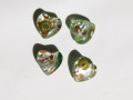 ベネチアン風ガラス　模様付きハート　約14ｍｍ　グリーン