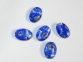 ベネチアン風ガラス　模様付きオーバル　約20ｍｍ　ブルー