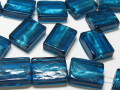 ベネチアン風ガラス　長方形　約20×15ｍｍ　ブルーグリーン