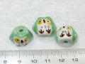 陶器ビーズ　ふくろう　約24×13mm　グリーン