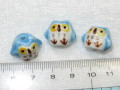 陶器ビーズ　ふくろう　約24×13mm　ブルー