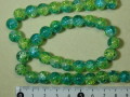 塗装クラックカラスビーズ　約10mm　黄緑×白色