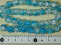 塗装クラックカラスビーズ　約10mm　水色×白色